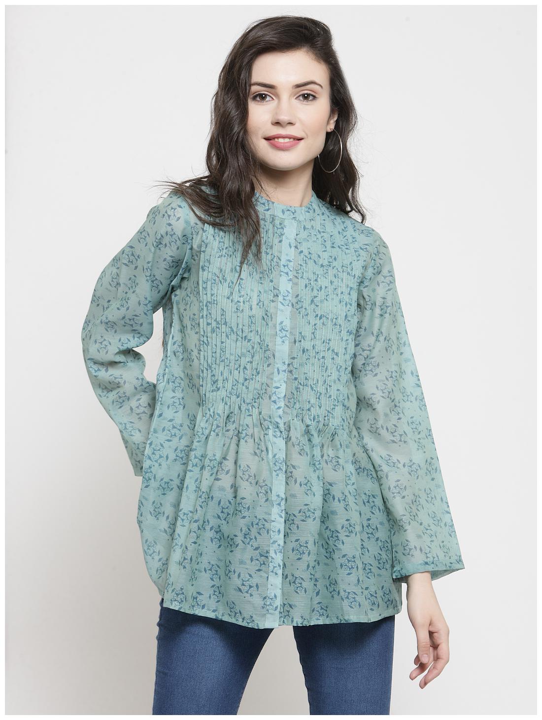 

KIAASA Women Printed Regular top - Green