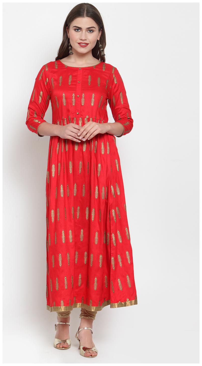 

KIAASA Women Red Printed Anarkali Kurta