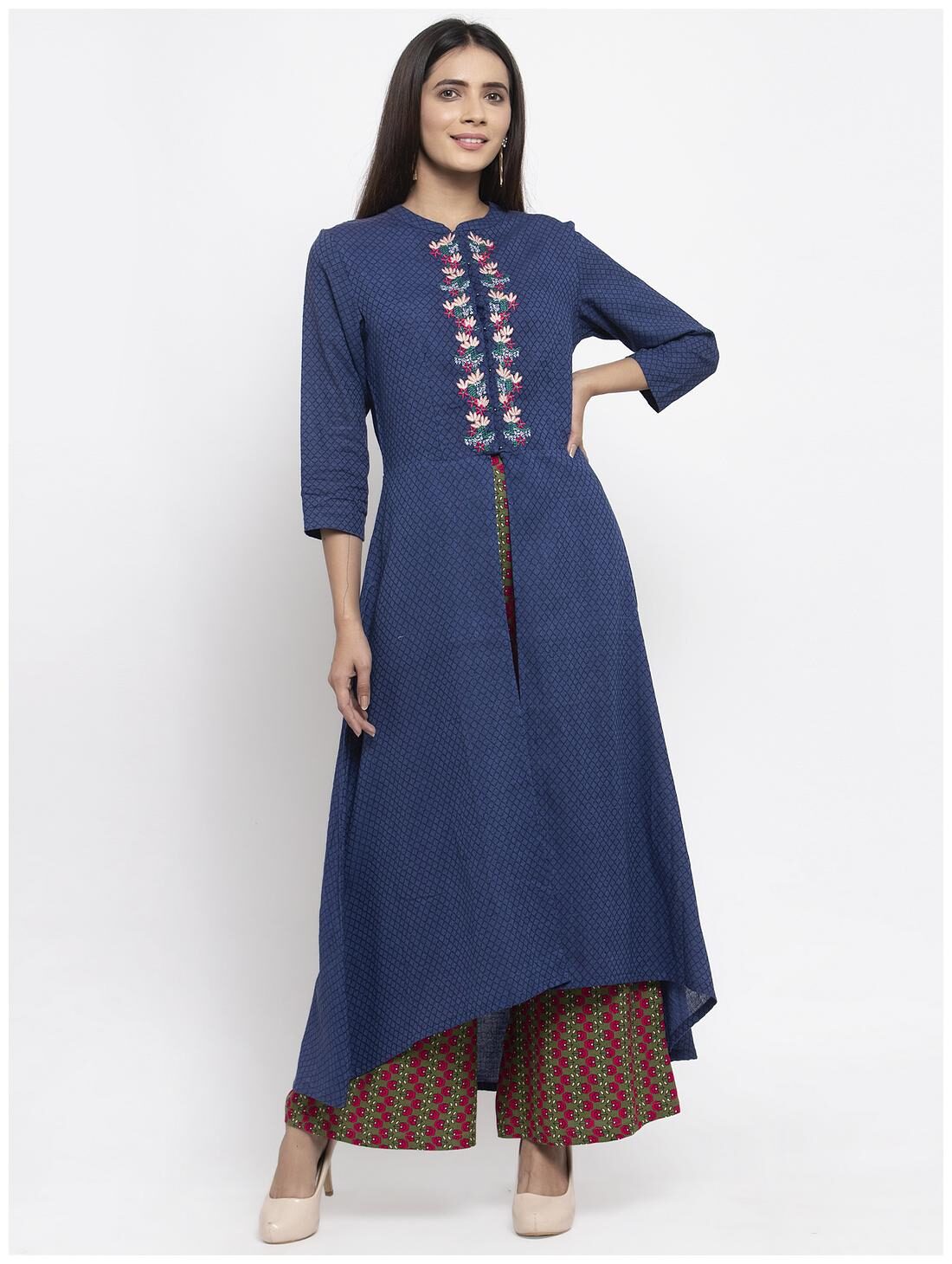

Kiaasa Women Blue A-Line Embroidered Kurta