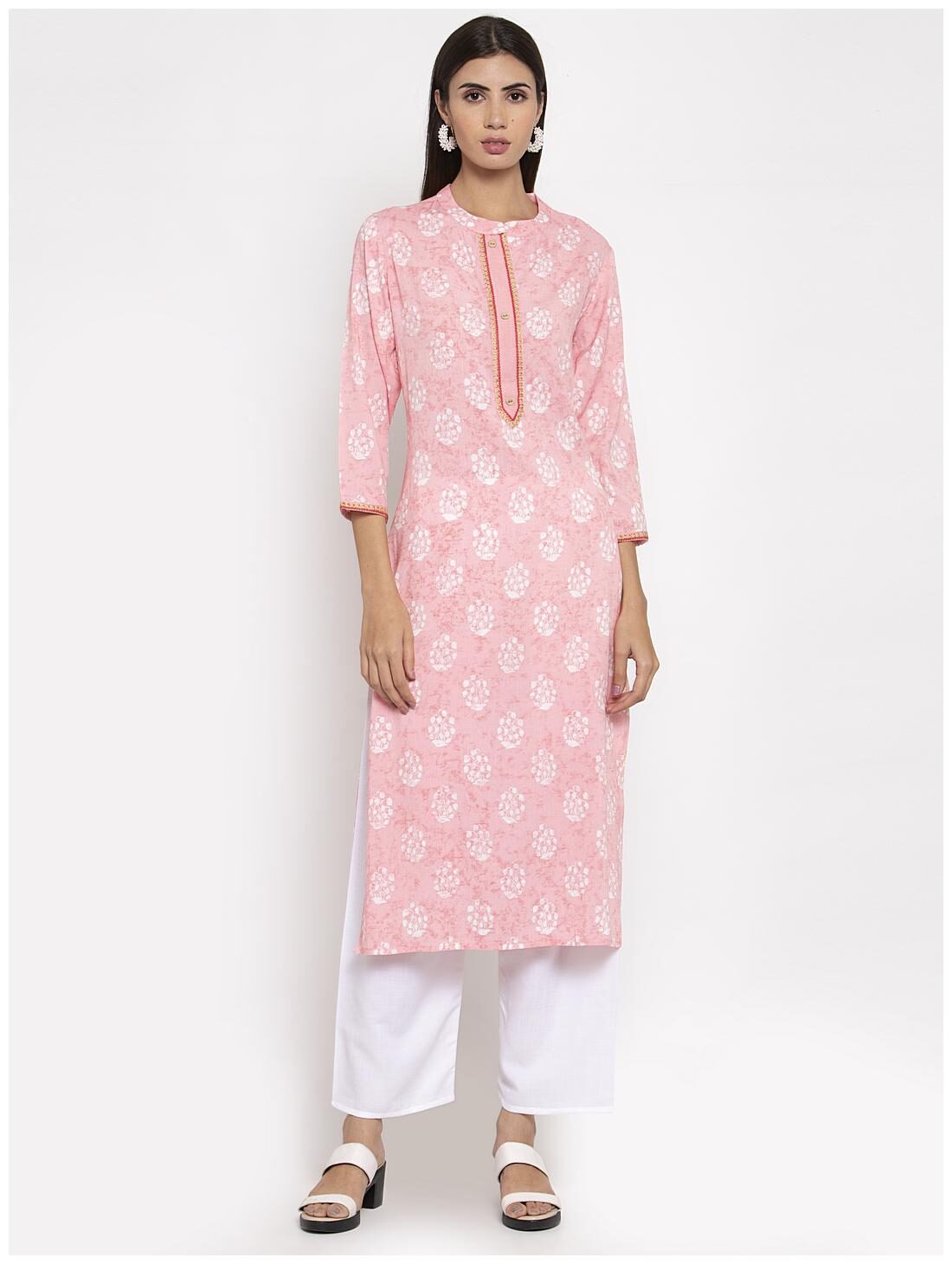 

KIAASA Women Pink Printed Straight Kurta
