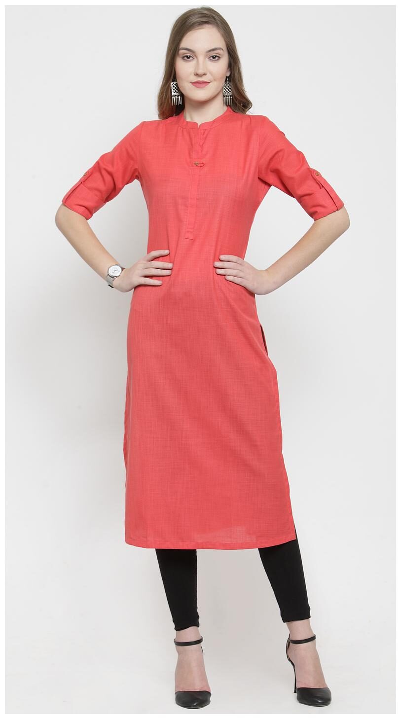 

KIAASA Women Pink Solid Straight Kurta