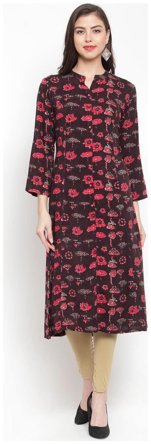 

KIAASA Women Brown Printed Straight Kurta