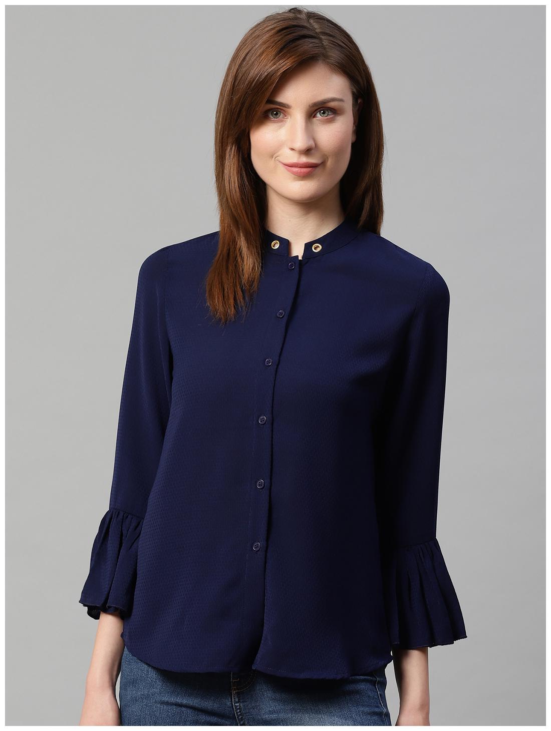 

KIAASA Women Blue Solid Slim Fit Shirt