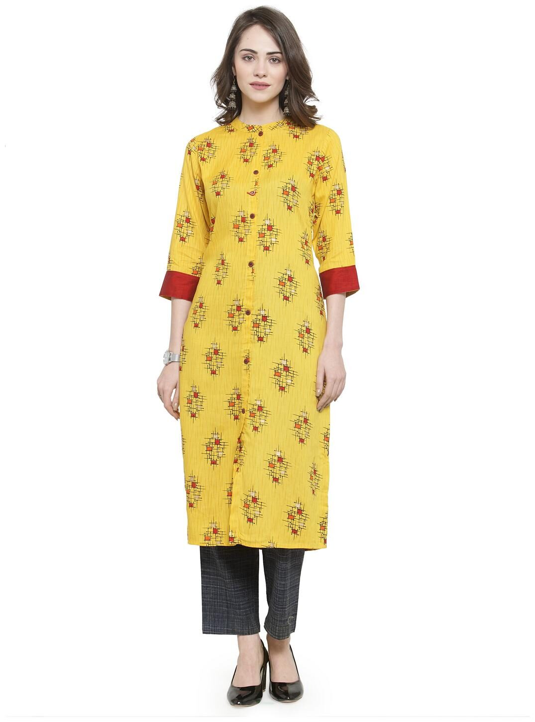 

Kiaasa Women Yellow Rayon Kurta Sets