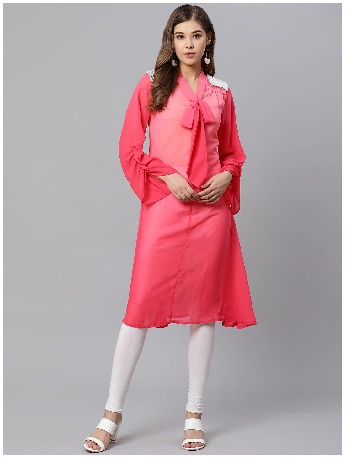 

KIAASA Women Polyester Blend Solid Pink Kurta