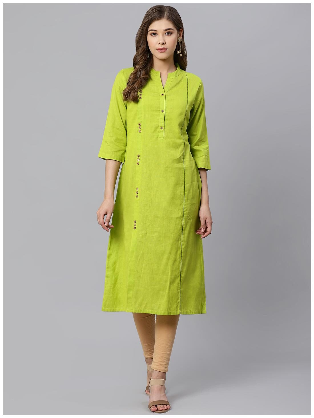 

KIAASA Women Green Solid Straight Kurta
