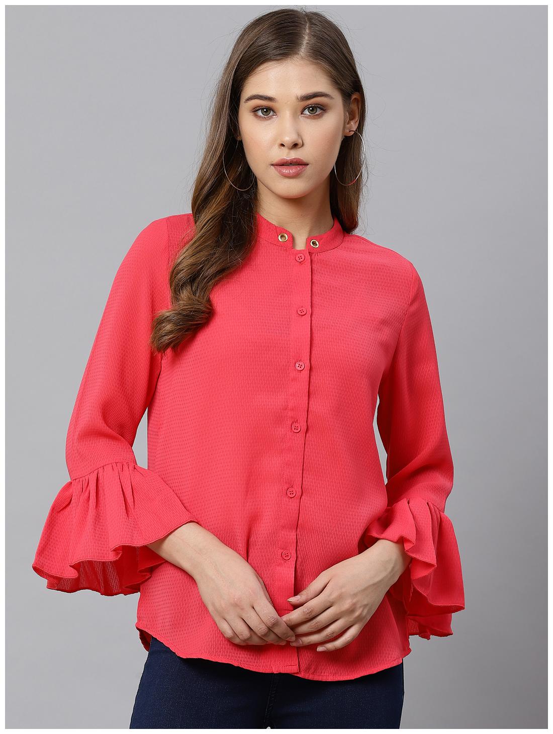 

KIAASA Women Pink Solid Slim Fit Shirt