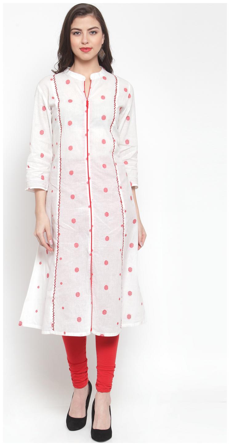 

KIAASA Women White Printed Straight Kurta