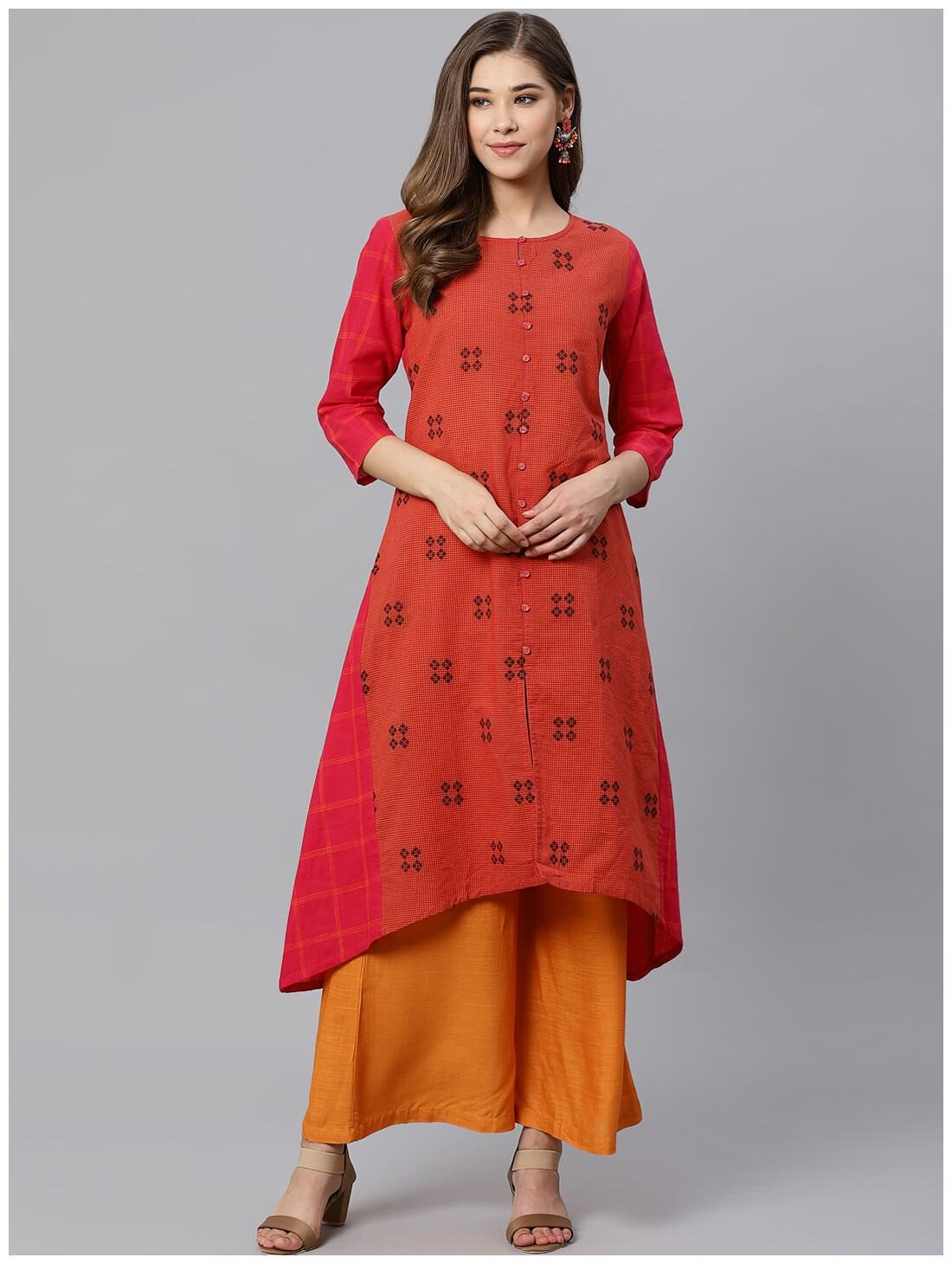 

KIAASA Women Cotton Printed Pink Kurta