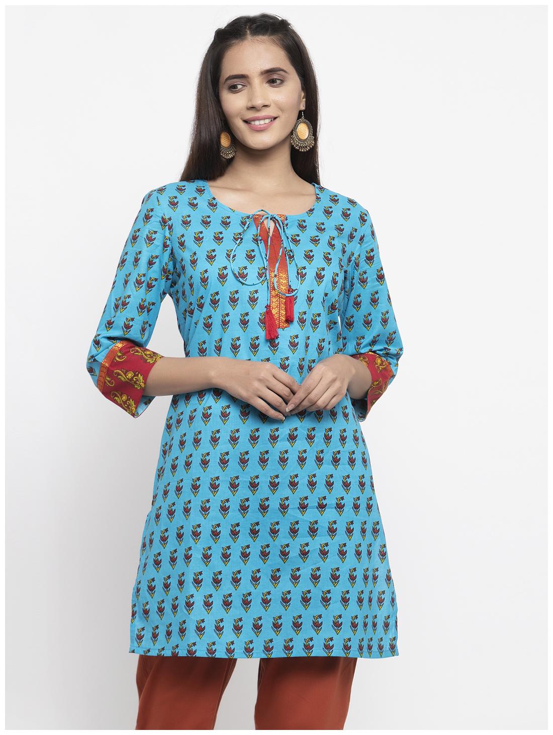 

KIAASA Women Blue Floral Regular Kurta