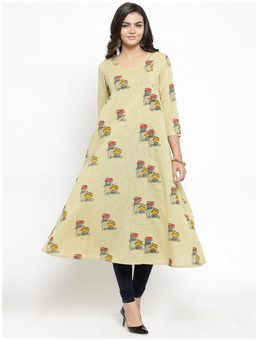 

KIAASA Women Beige Printed Anarkali Kurta