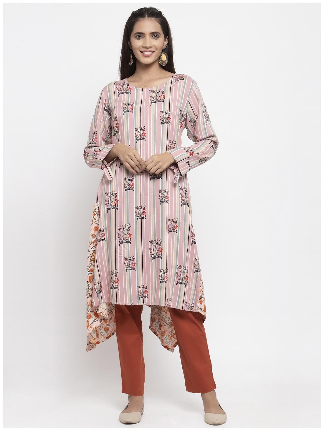 

Kiaasa Women Pink Viscose Rayon Floral Kurta