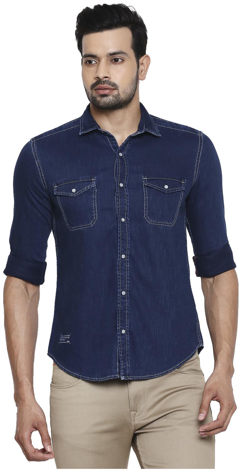 

Killer Men Blue Solid Slim Fit Casual Shirt