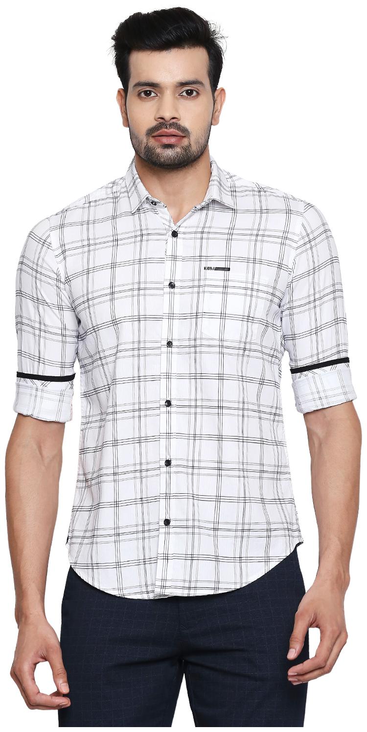 

Killer Men White Checked Slim Fit Casual Shirt