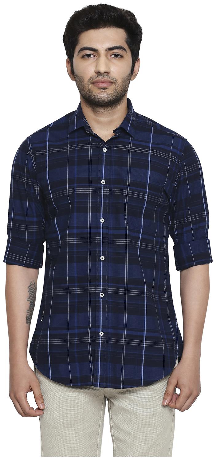 

Killer Men Blue Checked Slim Fit Casual Shirt