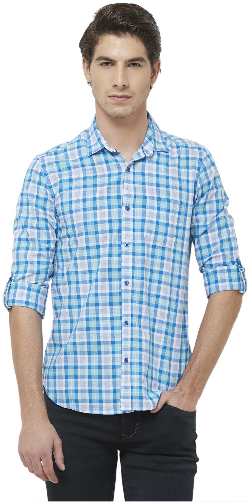 

Killer Men Blue Checked Slim Fit Casual Shirt