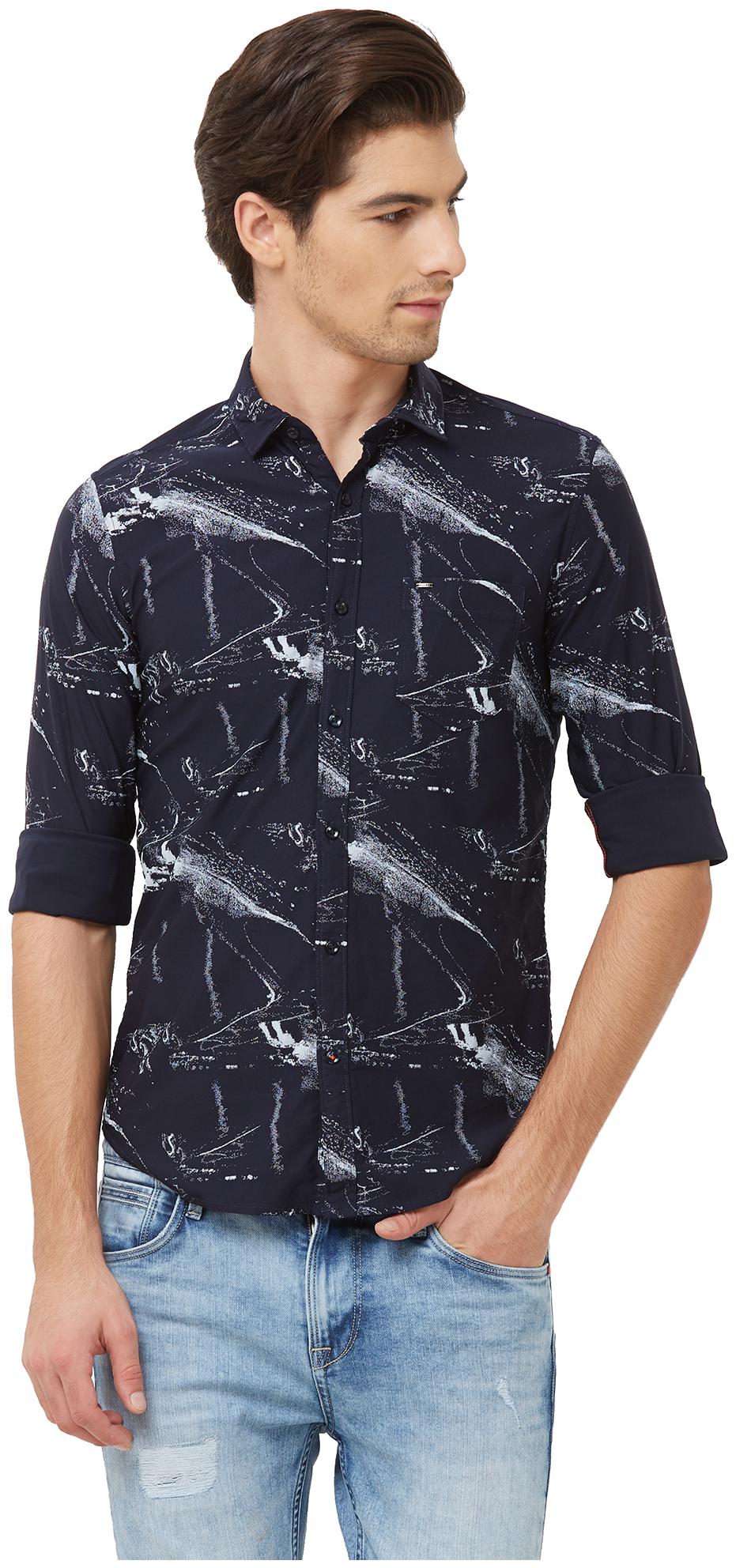

Killer Men Blue Printed Slim Fit Casual Shirt