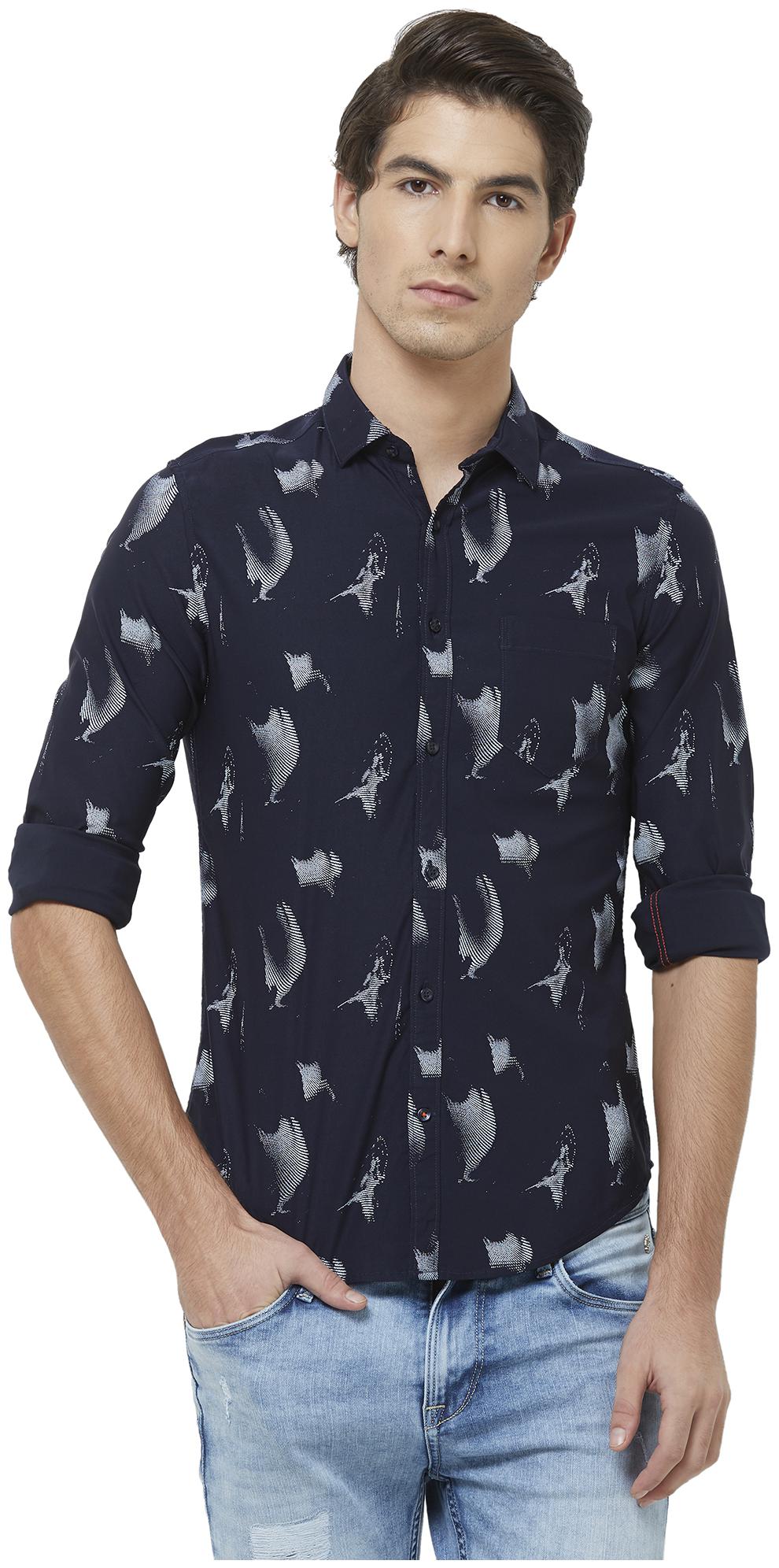 

Killer Men Blue Printed Slim Fit Casual Shirt