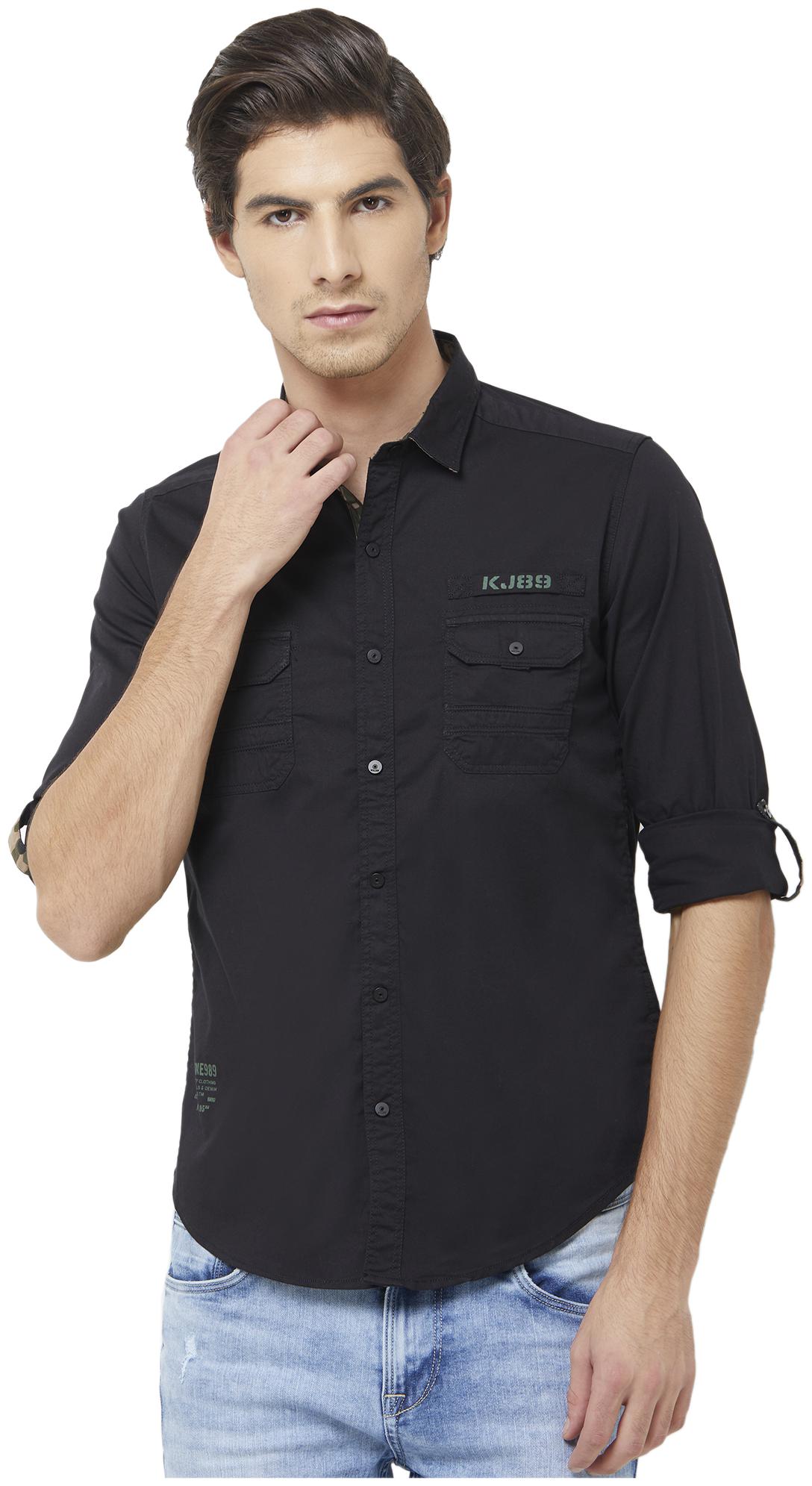 

Killer Men Black Solid Slim Fit Casual Shirt
