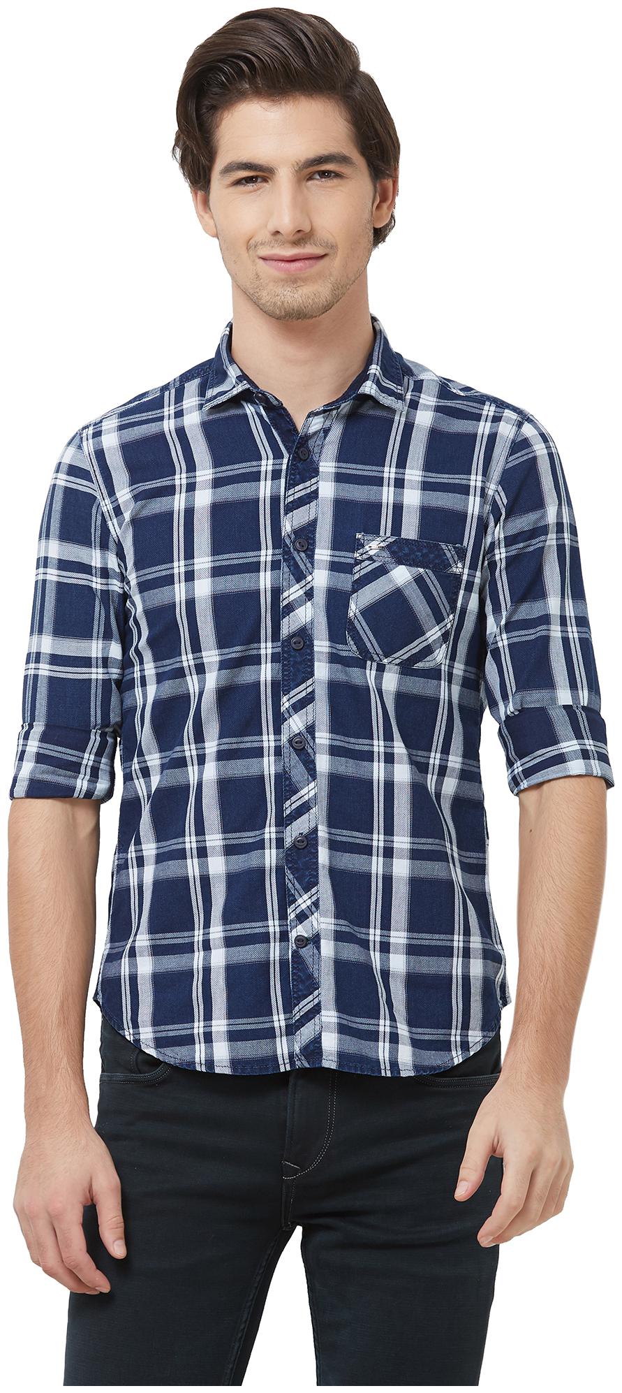 

Killer Men Blue Checked Slim Fit Casual Shirt