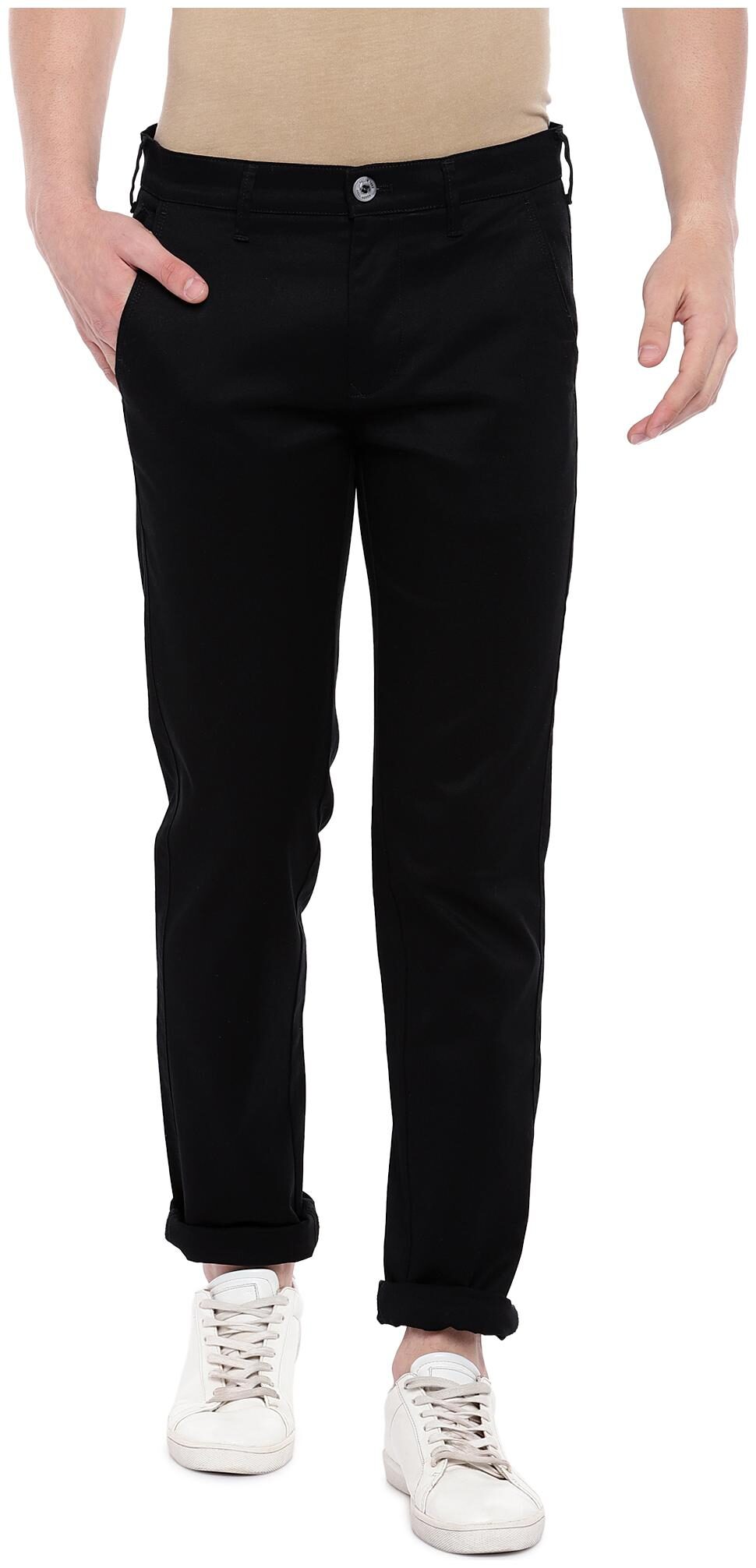 

Killer Men Black Solid Slim fit Regular trousers