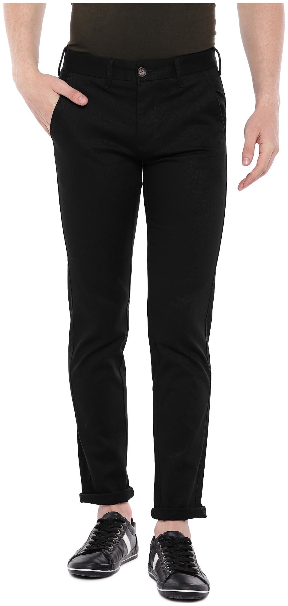 

Killer Men Black Solid Slim fit Regular trousers