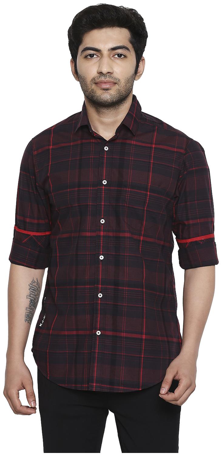 

Killer Men Red Checked Slim Fit Casual Shirt
