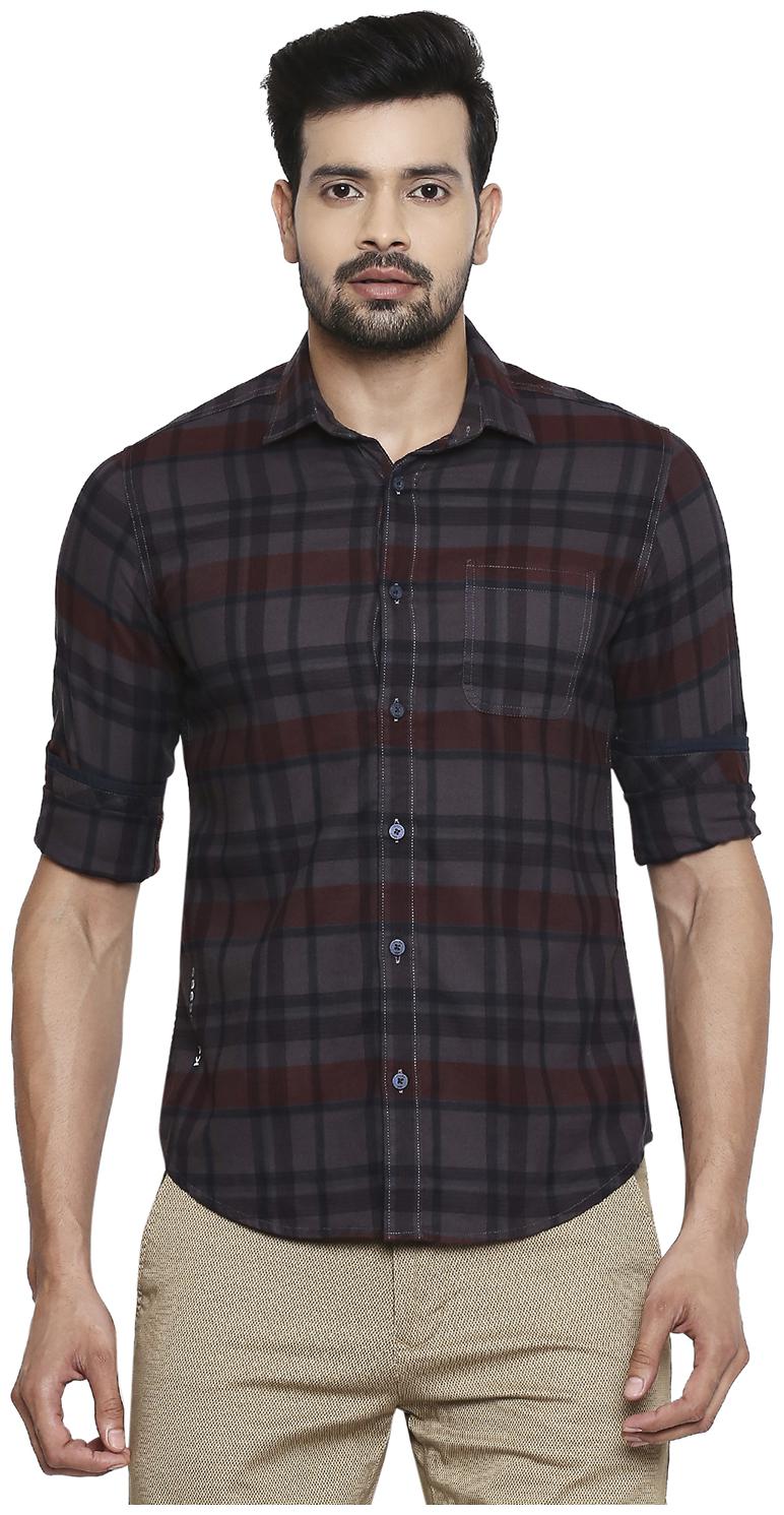 

Killer Men Brown Checked Slim Fit Casual Shirt