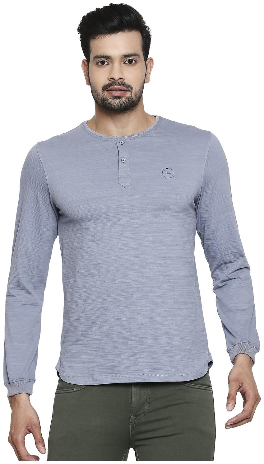 

Killer Men Grey Slim fit Cotton Blend Henley neck T-Shirt - Pack Of 1