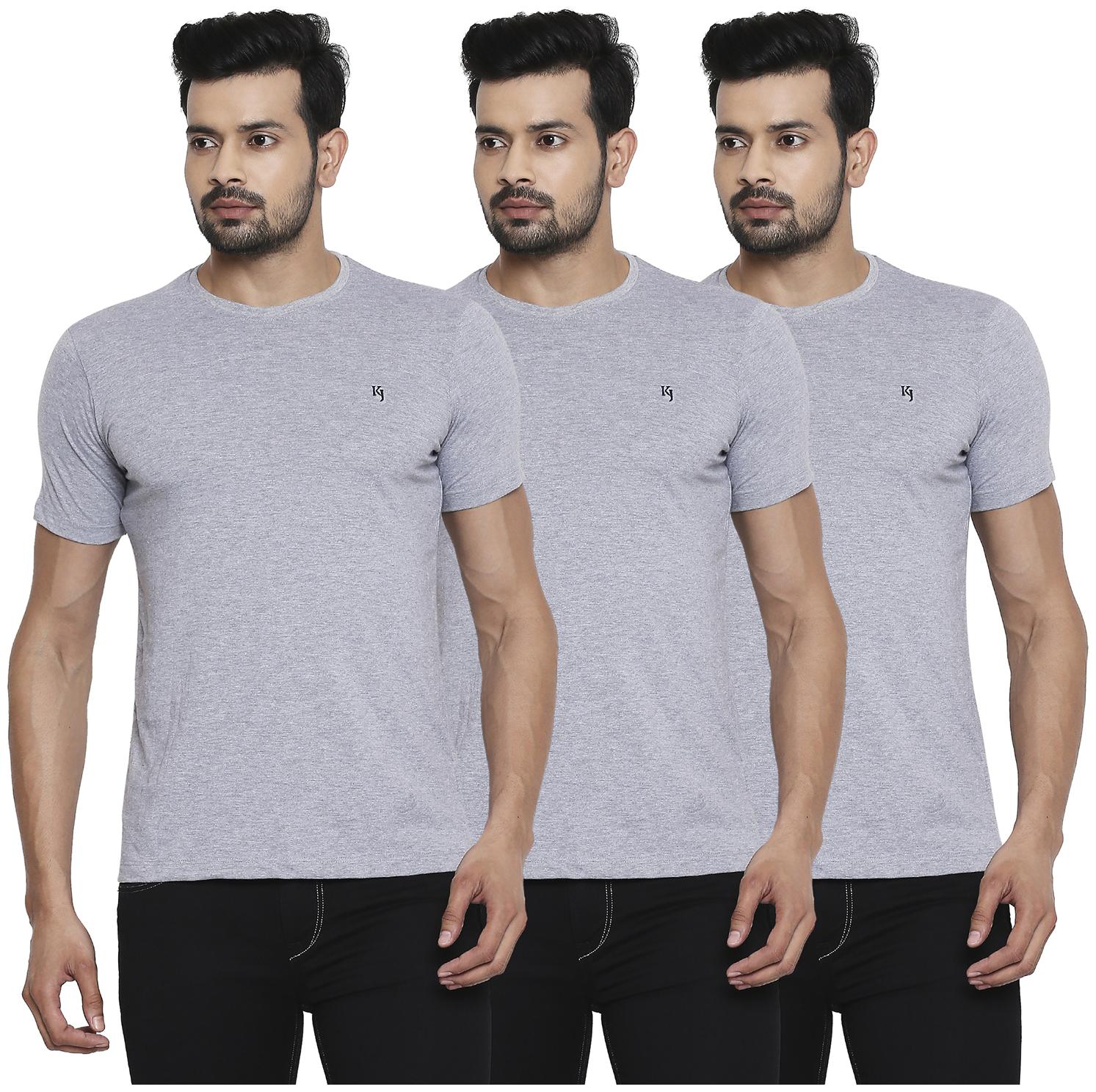 

Killer Men Grey Slim fit Cotton Cowl neck T-Shirt - Pack Of 3