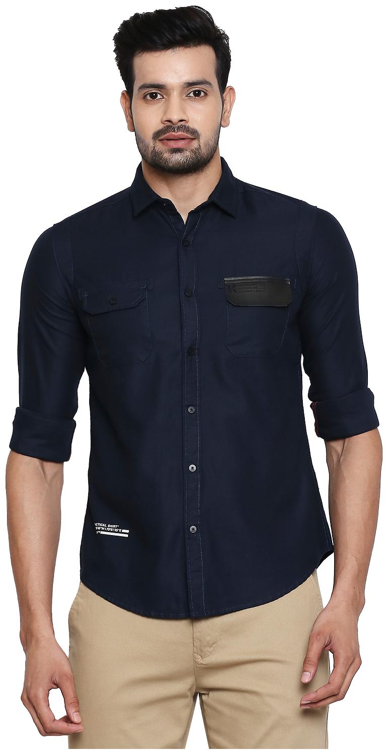 

Killer Men Blue Solid Slim Fit Casual Shirt