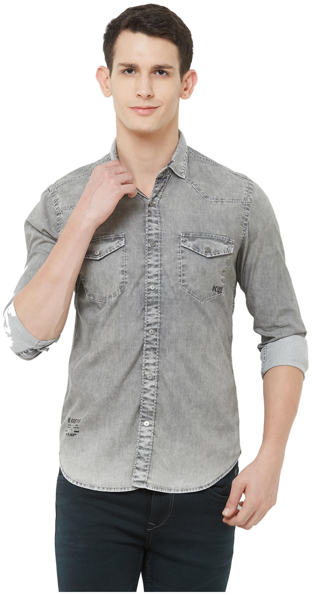 

Killer Men Grey Solid Slim Fit Casual Shirt