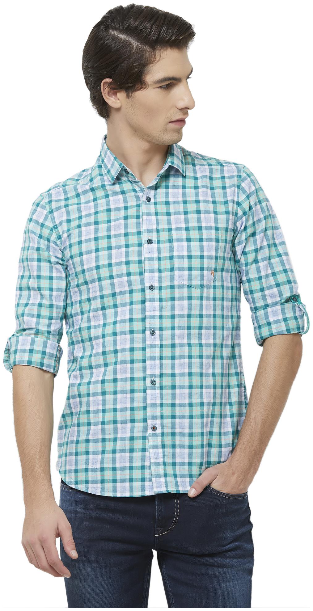 

Killer Men Green Checked Slim Fit Casual Shirt