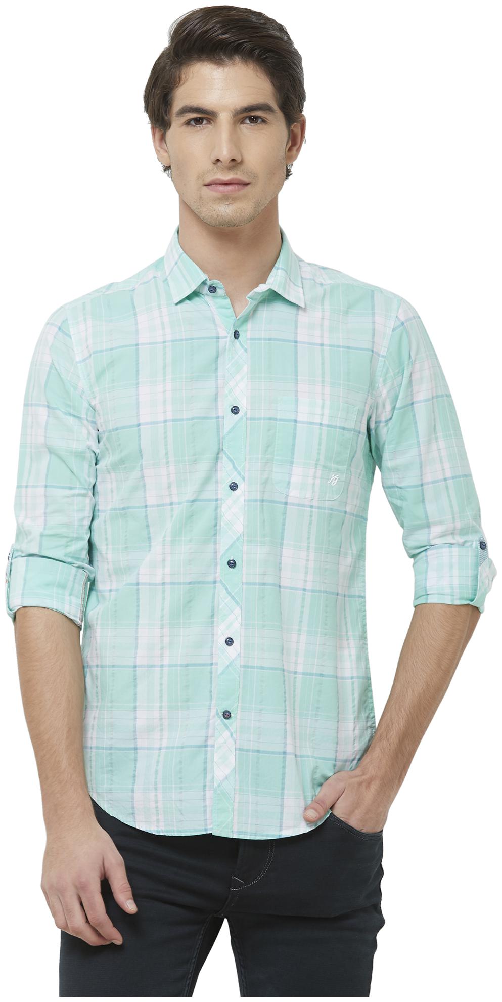 

Killer Men Green Checked Slim Fit Casual Shirt