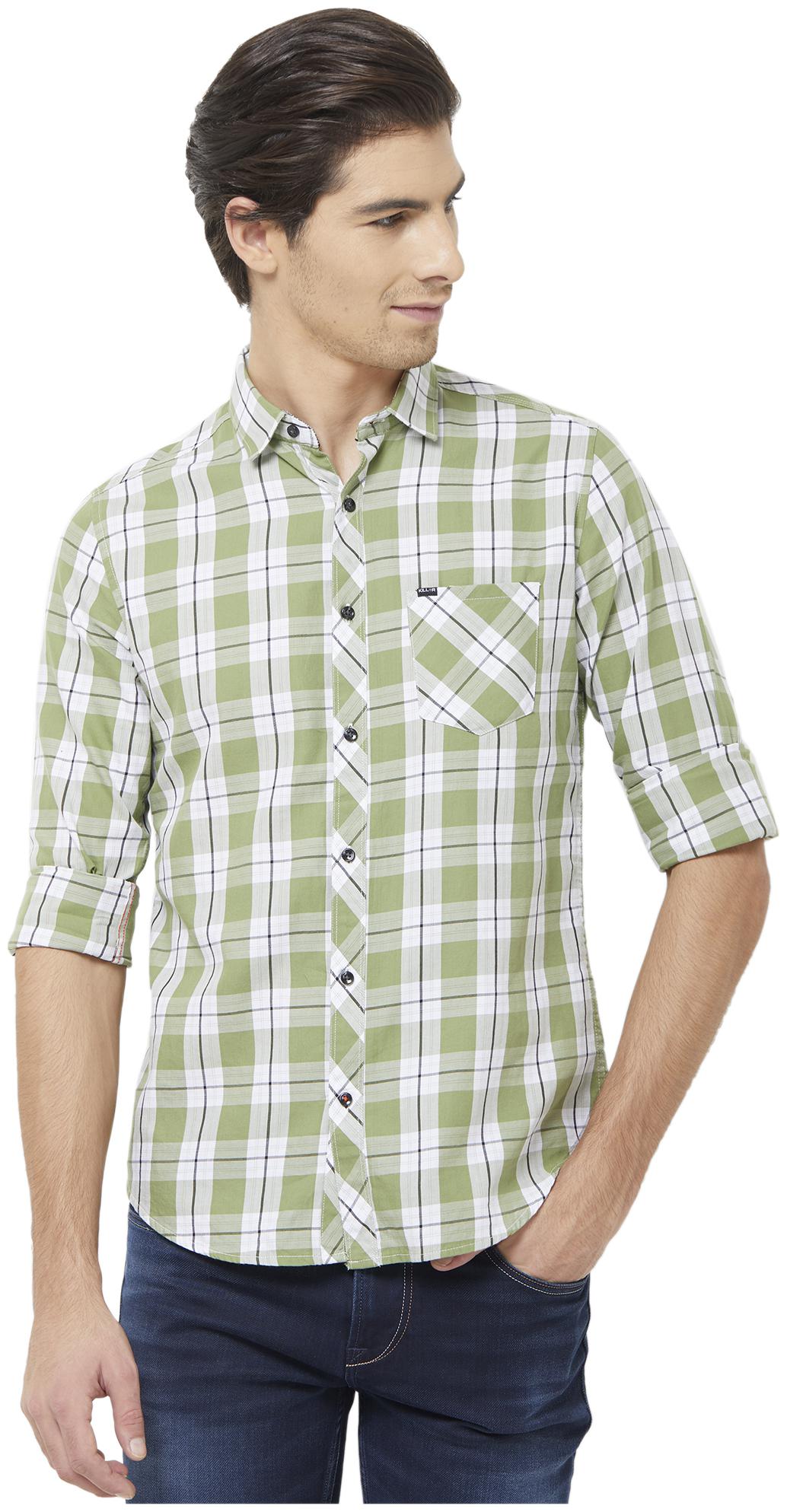 

Killer Men Green Checked Slim Fit Casual Shirt