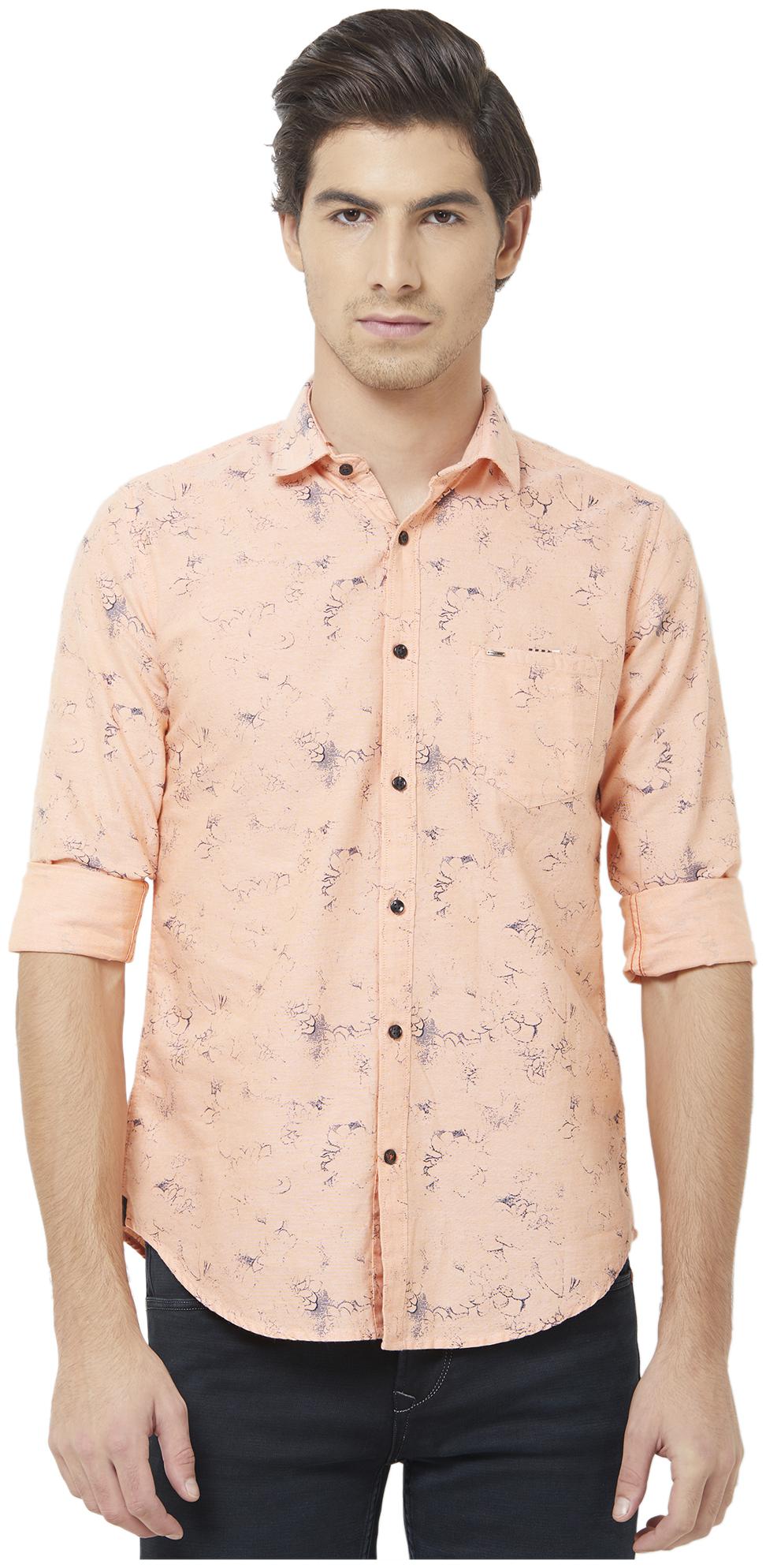 

Killer Men Orange Printed Slim Fit Casual Shirt
