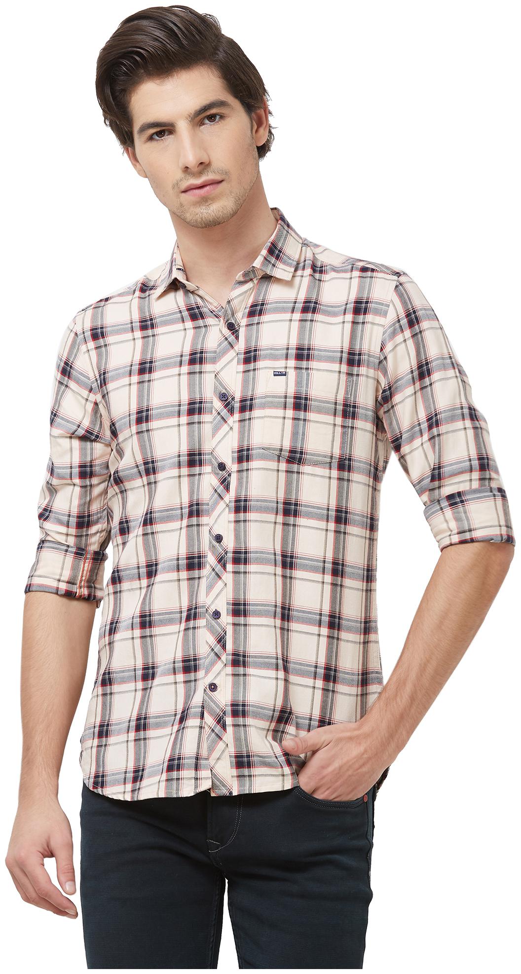 

Killer Men Orange Checked Slim Fit Casual Shirt