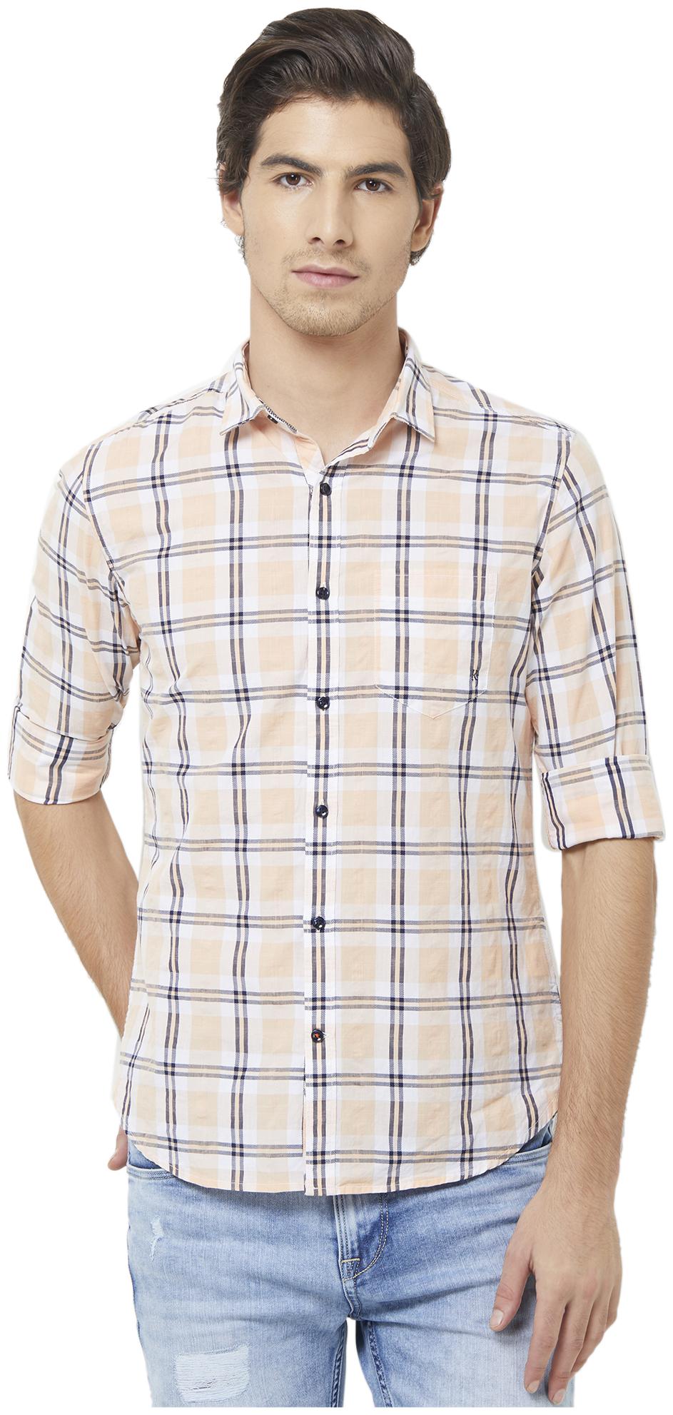 

Killer Men Orange Checked Slim Fit Casual Shirt