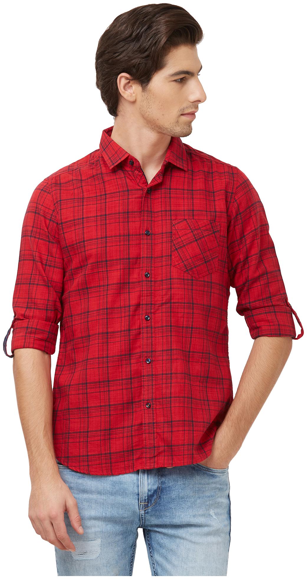 

Killer Men Red Checked Slim Fit Casual Shirt