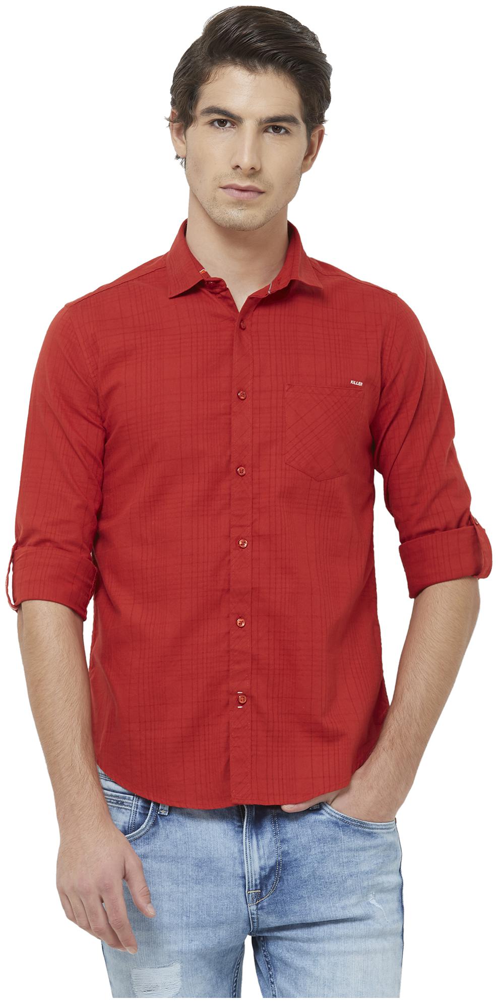 

Killer Men Red Solid Slim Fit Casual Shirt