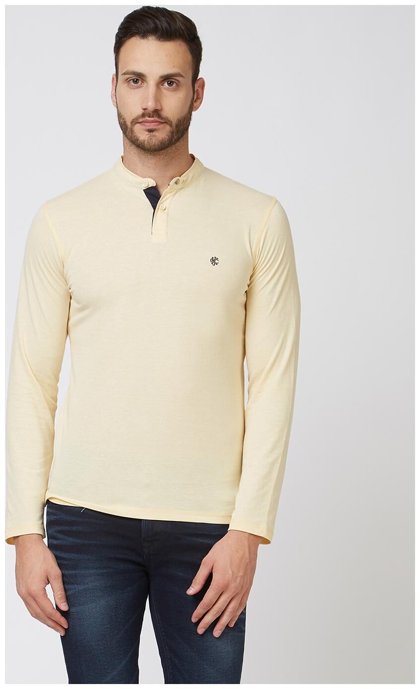 

Killer Men Yellow Regular fit Cotton Mandarin collar T-Shirt - Pack Of 1