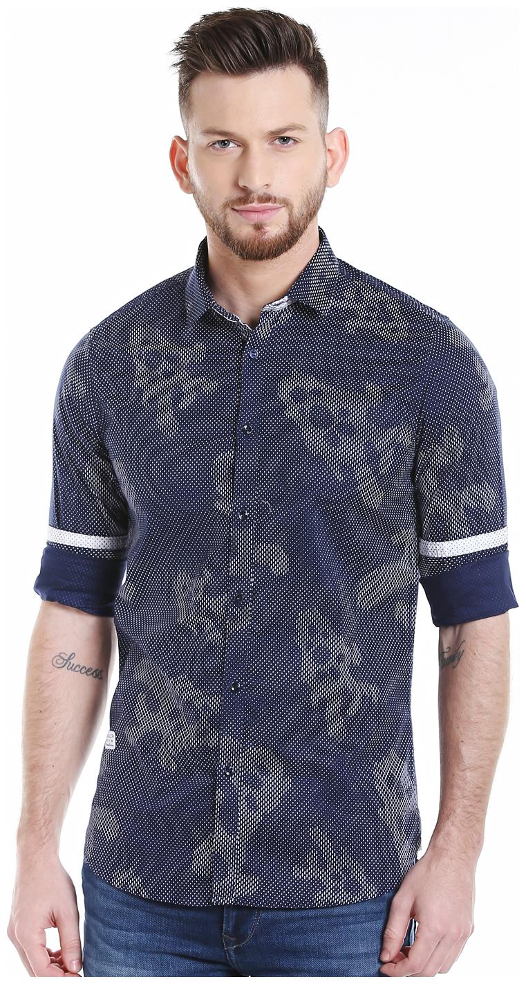 

Killer Men Blue Camouflage Slim Fit Casual Shirt