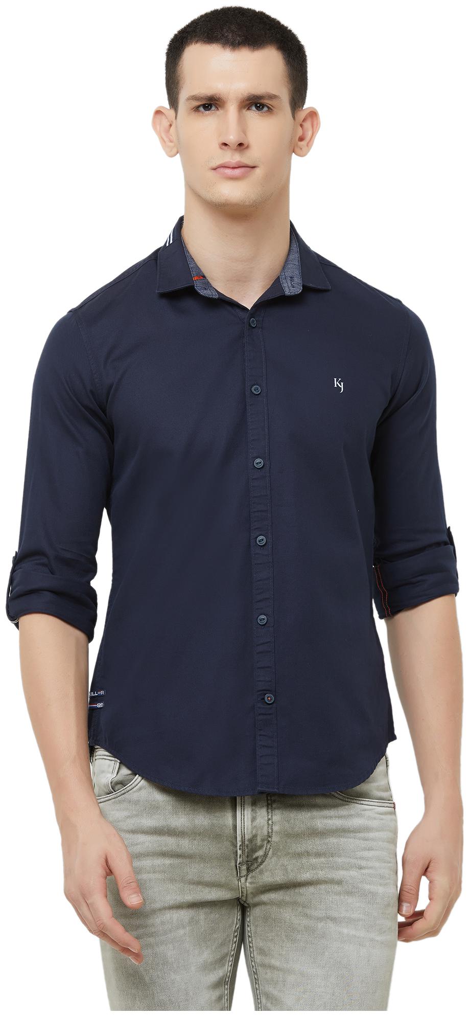 

Killer Men Blue Solid Slim Fit Casual Shirt