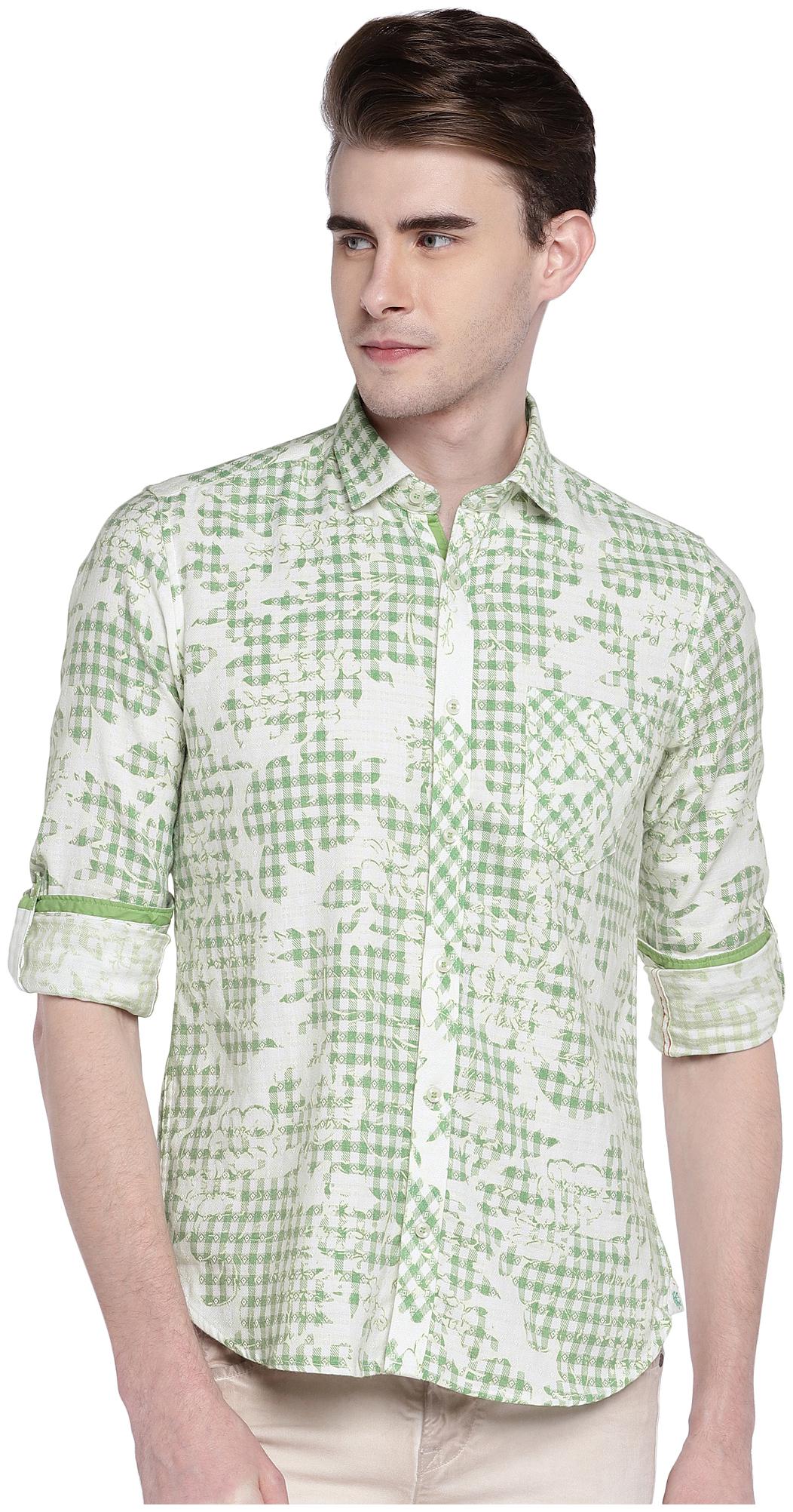 

Killer Men Green Printed Slim Fit Casual Shirt
