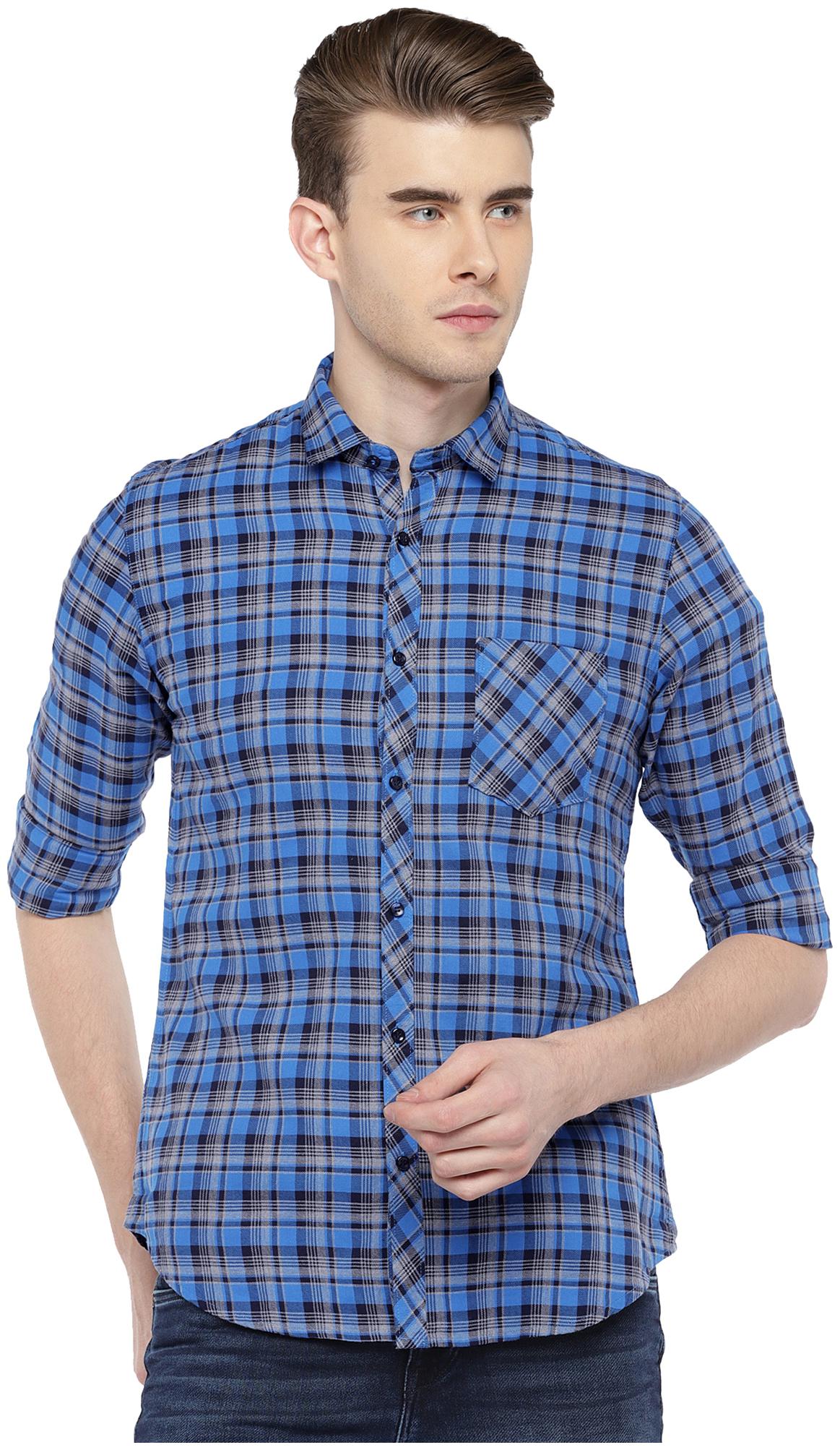 

Killer Men Blue Checked Slim Fit Casual Shirt