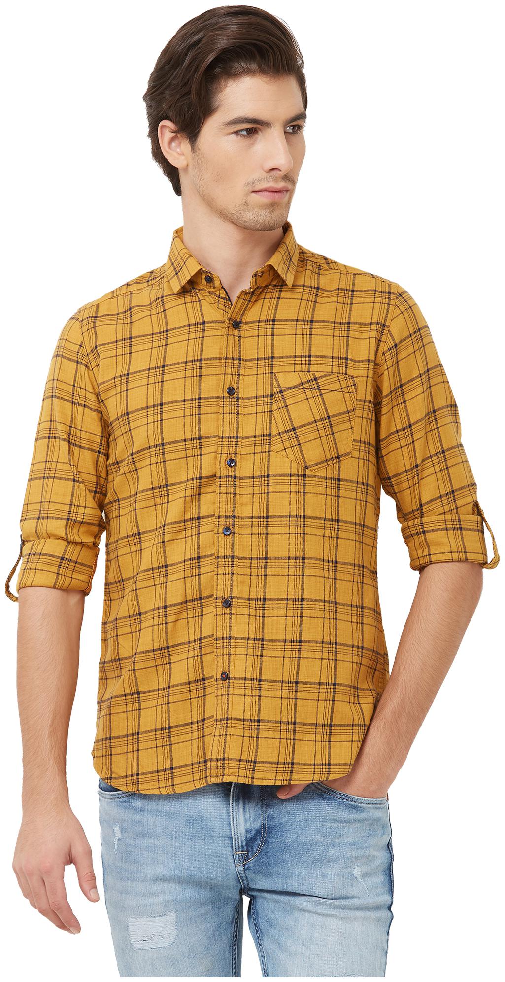 

Killer Men Yellow Checked Slim Fit Casual Shirt