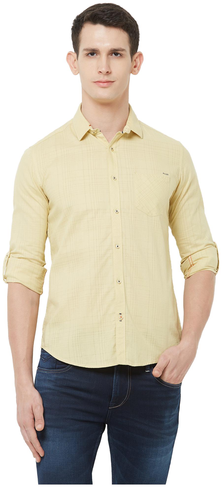 

Killer Men Yellow Solid Slim Fit Casual Shirt