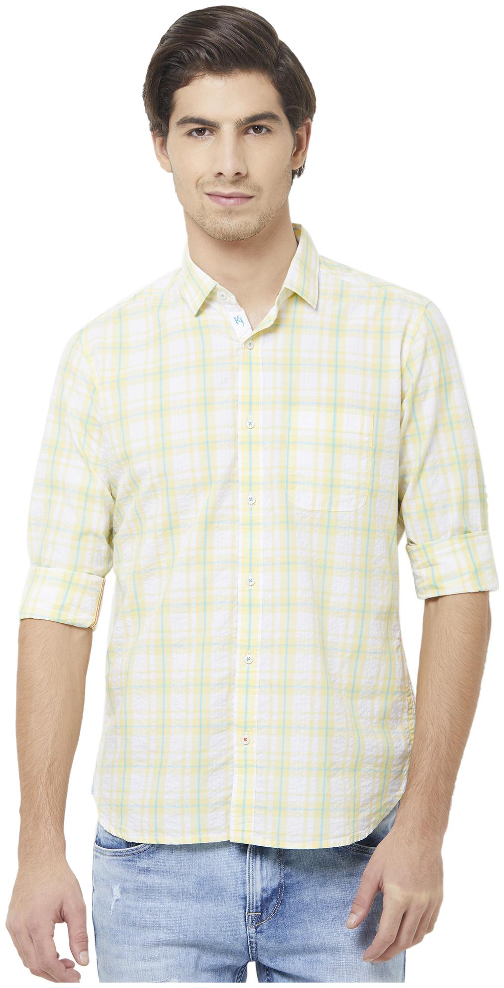 

Killer Men Yellow Checked Slim Fit Casual Shirt