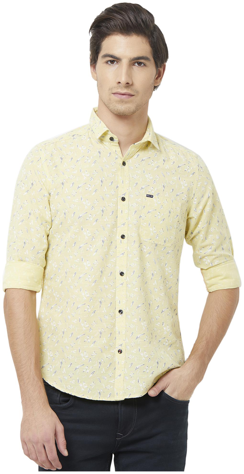 

Killer Men Yellow Printed Slim Fit Casual Shirt