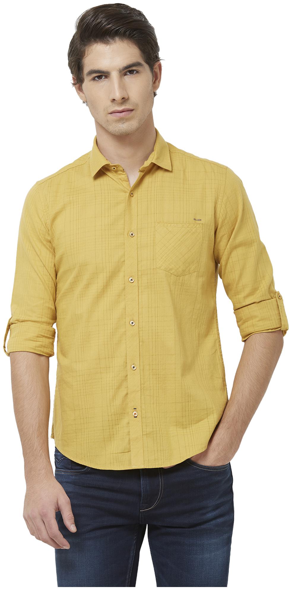

Killer Men Yellow Solid Slim Fit Casual Shirt